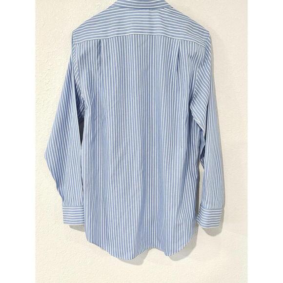Croft & Barrow Men's Classic Fit Non-Iron Cotton Blue & White Stripes 15 32/33 - Picture 3 of 15